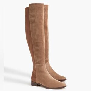 J. Crew Knee-high Boots With Stretch Suede Camel Two Tone Tan Beige NEW Size 6.5